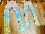 KusTim Fuzzy Rope Stacked Womens Jeans